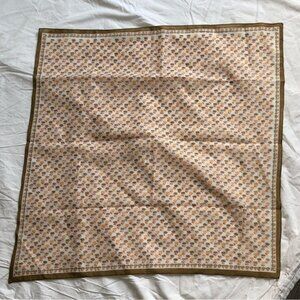 Vintage Brown, Yellow, and Red Square Floral Printed Neck Scarf